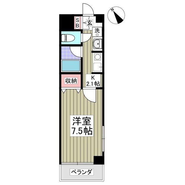 エクスバル熊谷(1K/1階)の間取り写真