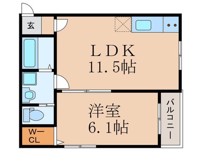 TA久留米(1LDK/1階)の間取り写真