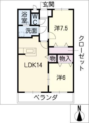 第Iコンフォート(2LDK/2階)の間取り写真
