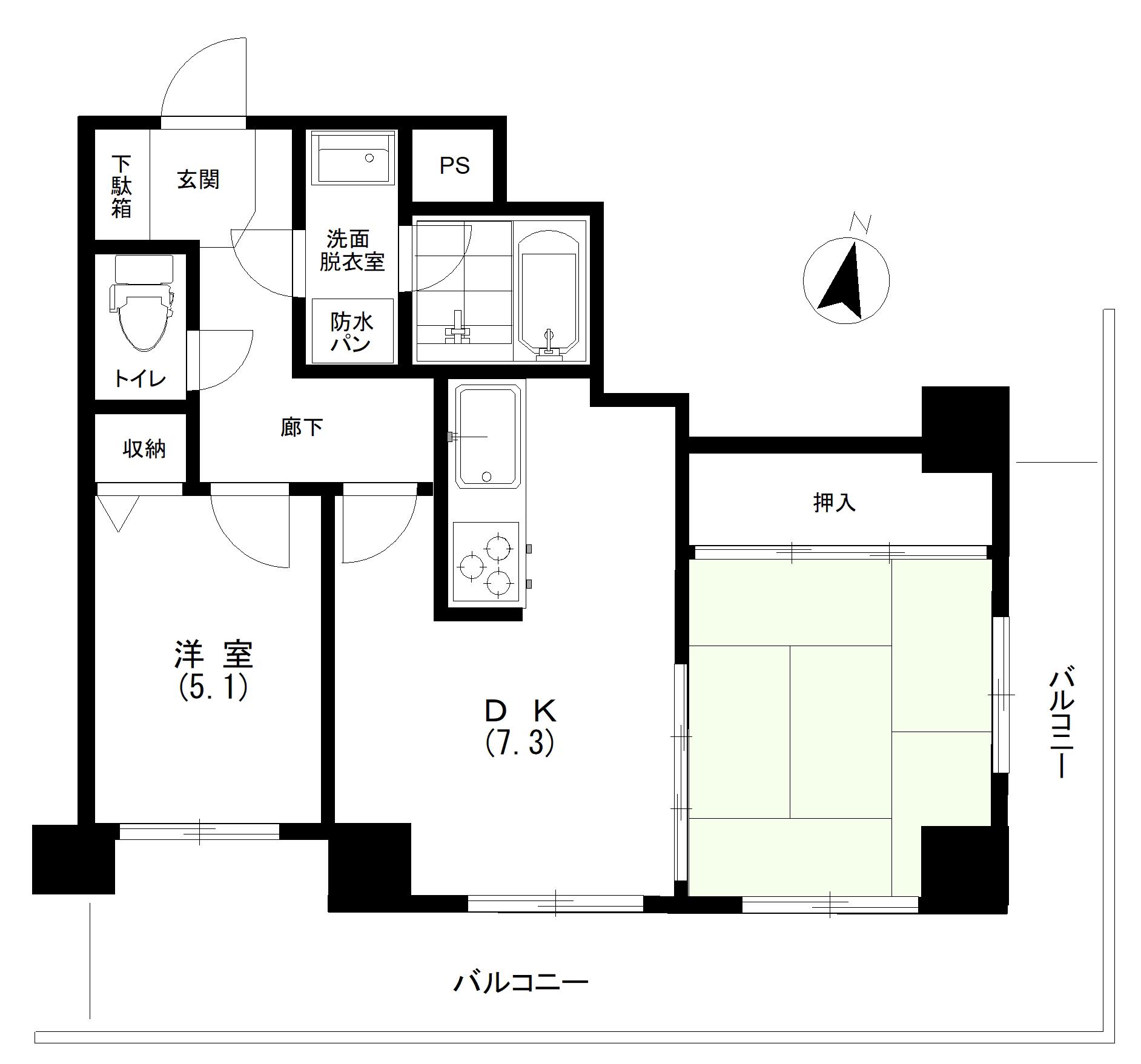 ナイスアーバンスクエア川崎(2DK/2階)の間取り写真