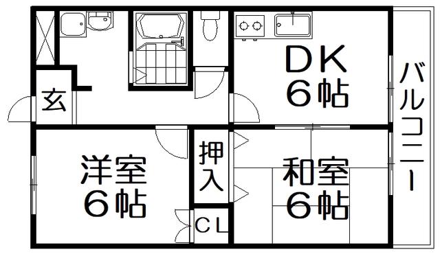 アビリティK(2DK/3階)の間取り写真
