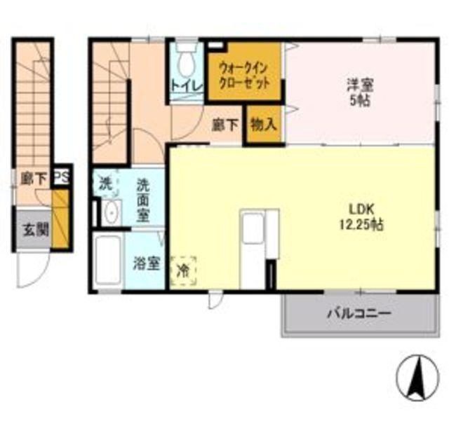 ボヌール(1LDK/2階)の間取り写真