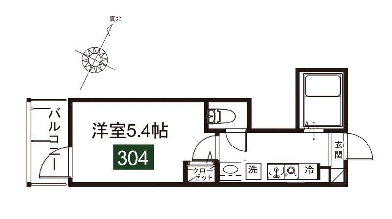 メルディア与野本町IIB(1K/3階)の間取り写真