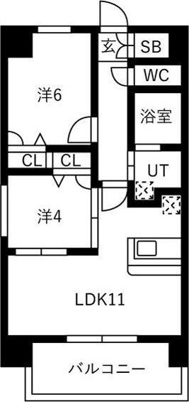 プレスタイル箱崎ステーション(2LDK/11階)の間取り写真