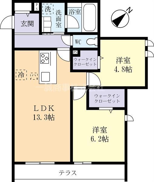 コートルクス流星台(2LDK/1階)の間取り写真