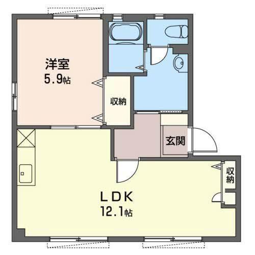 アルナージささがせ(1LDK/1階)の間取り写真