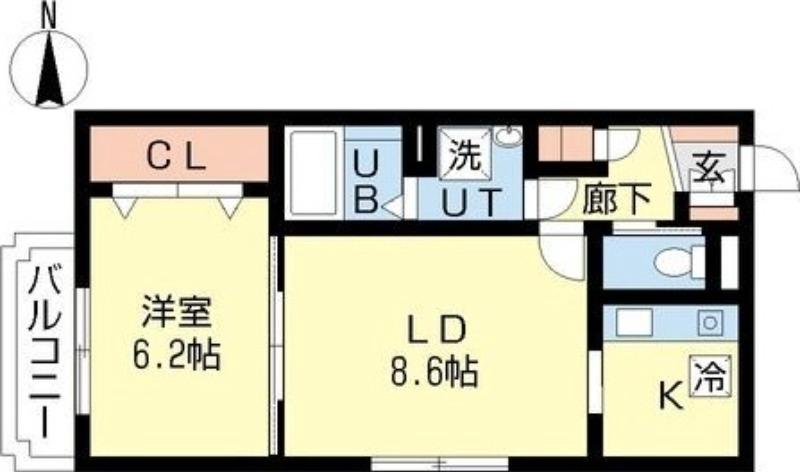 ヴィラージュ(1LDK/2階)の間取り写真