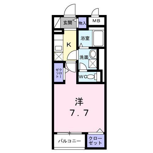 ダウンタウン ワイ(1K/3階)の間取り写真