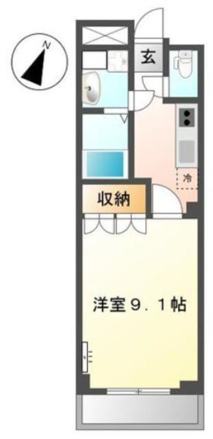 プランドールII(1K/1階)の間取り写真
