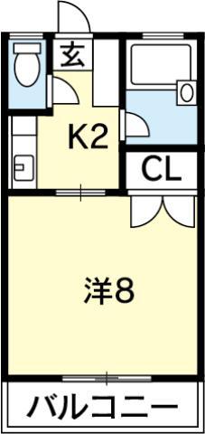 原田ハイツ(1K/1階)の間取り写真