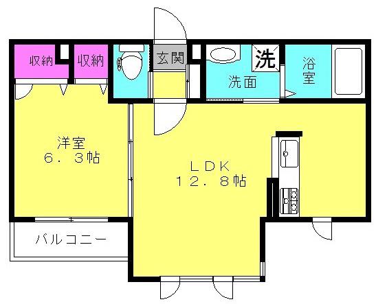 メゾン・ド 扇町(1LDK/2階)の間取り写真