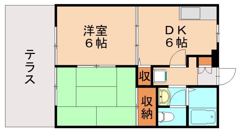 アルテール陣原(2DK/1階)の間取り写真