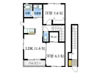 メゾンさつき(2LDK/2階)の間取り写真