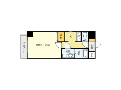 ベルガモット(1K/7階)の間取り写真