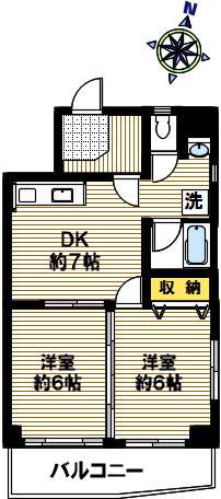 ラメール灘(2DK/9階)の間取り写真