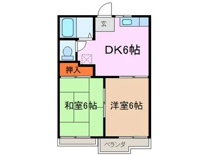 コーポ藤塚(2DK/2階)の間取り写真
