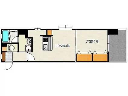 グランドフォーセゾン横川(1LDK/10階)の間取り写真