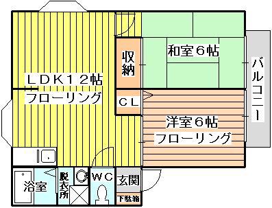 パナハイツアミジマ(2LDK/1階)の間取り写真