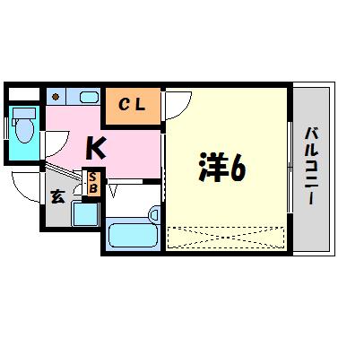 シャンテ武庫川(1K/4階)の間取り写真
