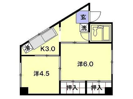 平田ビル(2K/4階)の間取り写真