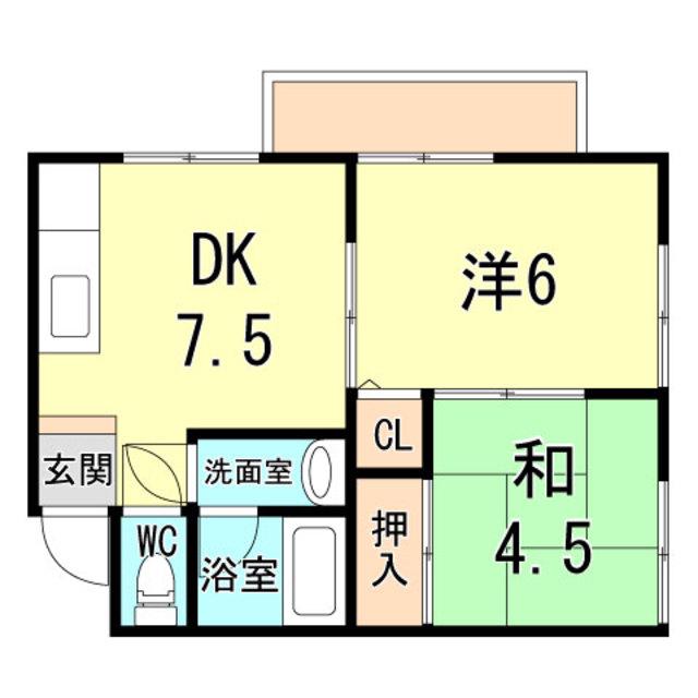 メゾンコスモス(2DK/2階)の間取り写真