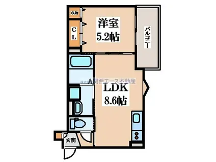 ピレーネ近江堂(1LDK/2階)の間取り写真