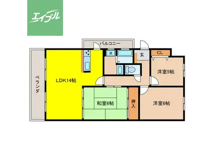 サーパス住吉台参番館(3LDK/7階)の間取り写真