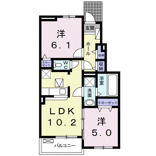 グラン ソレイユ(2LDK/1階)の間取り写真