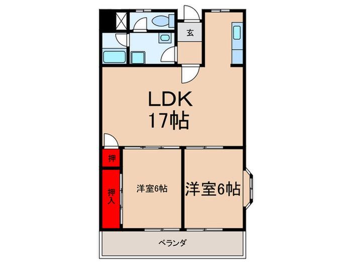 ハピネス48(2LDK/2階)の間取り写真