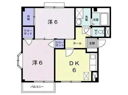 アーバン不知火VI(2DK/1階)の間取り写真