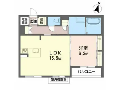 メゾンマスト名須川C棟(1LDK/3階)の間取り写真