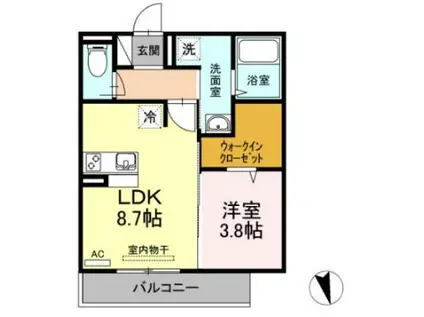 ISOKAZE(1LDK/2階)の間取り写真