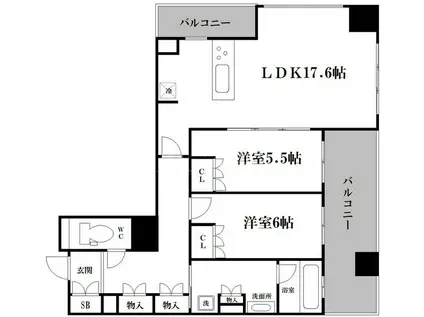 プレサンスレジェンド堺筋本町タワー(2LDK/8階)の間取り写真