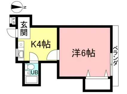 フロムS(1K/2階)の間取り写真