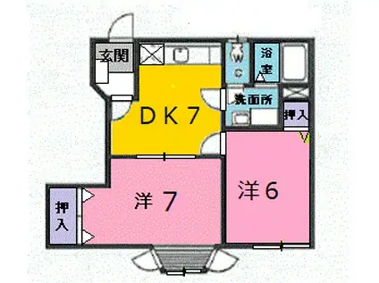 プレジオミツハシ IV(2DK/1階)の間取り写真