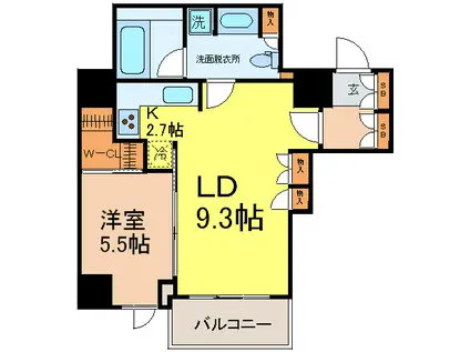 レジディアタワー目黒不動前(1LDK/5階)の間取り写真