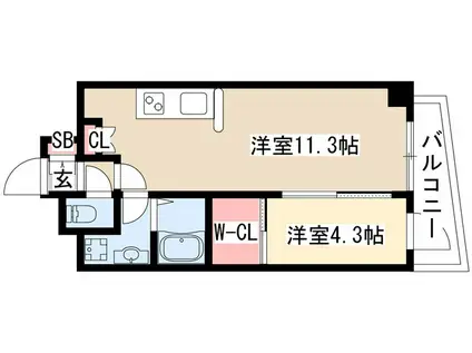 フォレシティ栄(1LDK/8階)の間取り写真