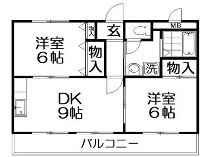 サンハイム渚(2DK/1階)の間取り写真