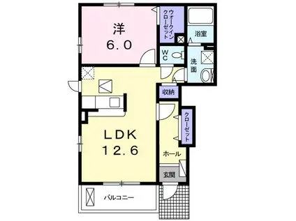 グリーンコート阪本III(1LDK/1階)の間取り写真