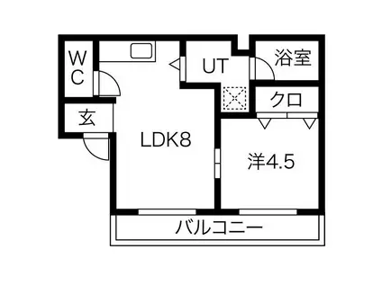 ディアコート岩田(1LDK/1階)の間取り写真