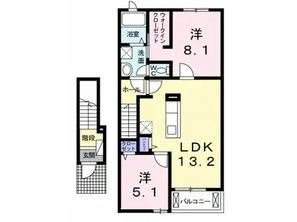 ベルメゾン 弐番館(2LDK/2階)の間取り写真