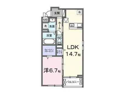 矢倉2丁目アパート(1LDK/1階)の間取り写真
