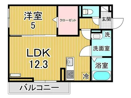 メゾンクレール瀬田北(1LDK/1階)の間取り写真