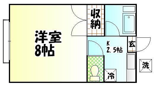 宮田ハイツ(1K/2階)の間取り写真