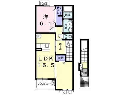 メゾン ド さちA(1LDK/2階)の間取り写真