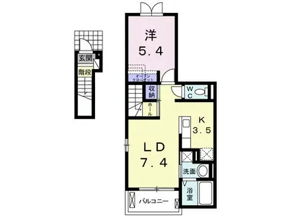 リバーサイド・グラースT(1LDK/2階)の間取り写真