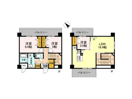 FLAIR NO.5(3LDK/5階)の間取り写真