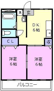 エトワール(2DK/2階)の間取り写真