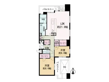 ウェリス・ジオ梅田レジデンス(2LDK/24階)の間取り写真