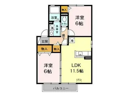 ベルコートABCD(2LDK/2階)の間取り写真
